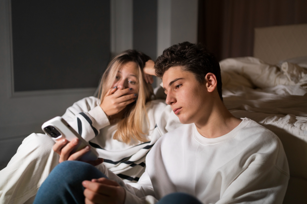 Casal conversando com intimidade sobre desejos e fantasias no relacionamento